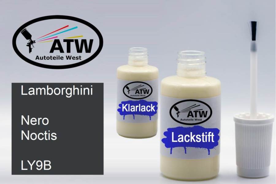 Lamborghini, Nero Noctis, LY9B: 20ml Lackstift + 20ml Klarlack - Set, von ATW Autoteile West.